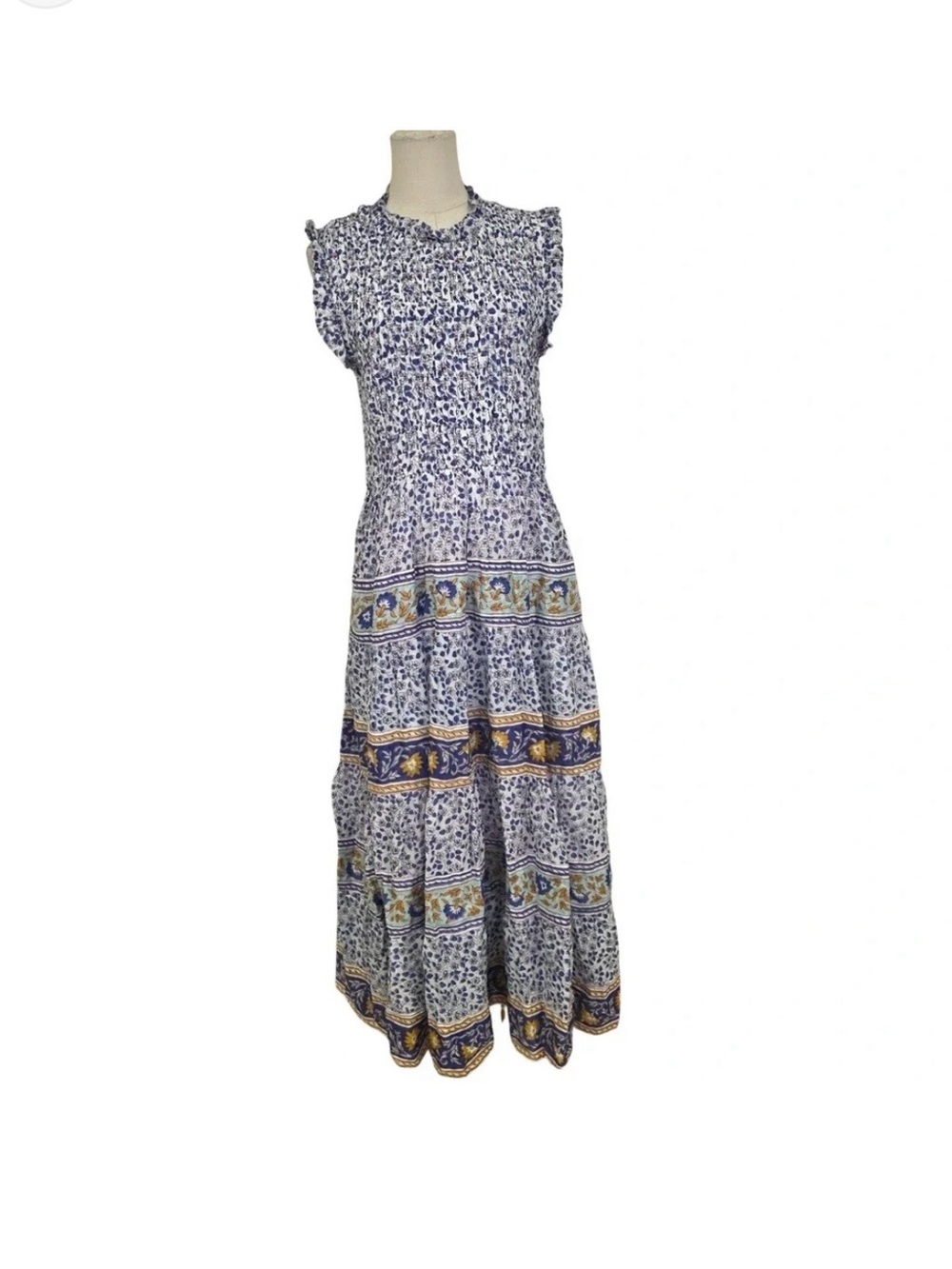 Calypso St. Barth Blue and White Floral Maxi Dress